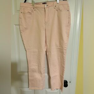 NYDJ Sheri Slim Pink jeans, Sz 16W, 73% Cotton, Inseam 25”, rough edge
